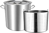 AYCDL Großer Kochtopf Für Langusten Und Meeresfrüchte, Robuster Frittiertopf Aus Edelstahl Für Truthahn, Tamale-Dampftöpfe Mit Siebkorb Zum Kochen Von Hummern, Krabben Und Garnelen, 30 ，50L/45Qt