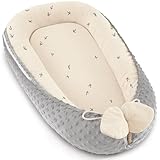 Bearmoss Babynestchen Kuschelnest Neugeborene Multifunktionale für Kinderbett Vielseitiges Tragbar Zweiseitig Babynestchen Bett 90x55cm(Knospe)
