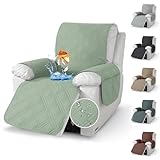 Chingcoo Sesselschoner für Relaxsessel,weicher Sesselbezug mit Armlehnen & Taschen – Rutschfester Sesselüberwurf 59×203 cm, Waschbar bei 30 °C, Schutz vor Flecken & Haustieren (Mintgrün)