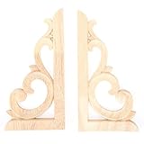 2pcs Holzgeschnitzte Applikationen, unlegte elegante Möbel Dekorative Onlays Eckschnitztaste für Türwand Deckenschrank Kommode