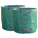 2er Set Gartensack,400L Gartenabfallsack mit extra verstärktem Boden,Wiederverwendbare und Stabile Gartensäcke für Gras Laub Gartenabfall Grünschnitt