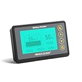 Power Queen 500A Batteriemonitor mit Shunt Programmierbarer Alarm 8V-120V Spannungsbereich LCD Anzeige 20ft Geschirmter Draht Kompatibel mit 12V Lithium, LiFePO4, Gel, überfluteten Batterien