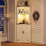 Lvifur Eck Küchenschrank mit Große Speicherkapazität,Buffetschrank mit 2 Türen,Vitrinenschrank mit LED-Beleuchtung,Platz sparen Sideboard für Küche Wohnzimmer Schlafzimmer