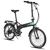 HILAND E-Bike 20 Zoll Elektrofahrrad Klapprad,mit 250 Watt Motor 36V Lithium-Akku Elektro-Faltrad mit Shimano 6-Gang-Schaltung, Leichtes Aluminium-Faltrad mit Licht für Damen und Herren