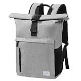 TANTOMI Rucksack Damen Groß Schulrucksack Herren Großes Mehrfächerfach mit 15,6“ Laptopfach, Unisex Rolltop Rucksack für den Arbeitsalltag