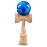 Ganzoo © Kendama aus Buchen-Holz, Original Japanisches Traditionelles Holz-Sportgerät mit Kugel, Schnur und Fangteller für Geschicklichkeit/Balancing, Geschenk-Idee, Blau