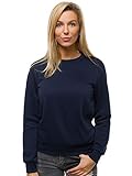 OZONEE Damen Sweatshirt Pullover Langarm Farbvarianten Oversized Langarmshirt Pulli ohne Kapuze Baumwolle Baumwollmischung Classic Basic Rundhals-Ausschnitt Sport JS/W01 DUNKELBLAU S