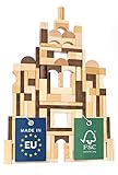 LISA & MAX Premium Holzbausteine (130 Teile) ab 1 Jahr - 100% natürlich, Made in EU, aus FSC®- zertifiziertem Holz - Bausteine für Kinder - Natur -Bauklötze Holz Baby