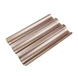 Luxshiny 1 Stück Backblech für Baguette aus Carbonstahl Antihaft Brotbackform Perforiert zum Backen von Französischem Goldene Farbe Kleine Backform für Brotliebhaber