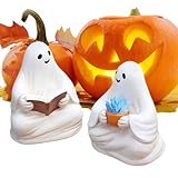 Moxeupon Gartenstatue,Kunstharz Lesender Geist Figur für Blumentöpfe - Halloween Deko Figur Für Eingangsbereich Tisch Garten Terrasse Balkon