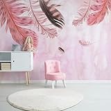 Tzxztt Minimalistisch Dreidimensional Rosa Federn Kunst Moderne 3D Tapete Hochwertige Strukturierte Seide Neutrale Material Ideal Für Wohnzimmer Schlafzimmer-300cm×210cm