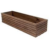 BOGATECO Blumenkasten aus Holz | Pflanzkasten | Blumentopf 64 x 20 x 14,5cm | Kräutertopf für zu Hause Garten Balkon Terrasse | Topf mit Kunststoffeinsatz | Imprägniert | Dunkelbraun
