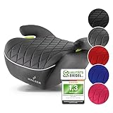 Walser Premium Kinder Sitzerhöhung Auto Andy, Qualitätssieger Sehr Gut* Kindersitz Auto leicht waschbar, Kindersitzerhöhung Auto 125-150 cm neueste Norm ECE R 129, Sitzerhöhung Auto Kinder grau