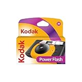 KODAK Power Flash 39 Aufnahmen – Einwegkamera 35 mm, integrierter Blitz, ISO 800, Fester Fokus, optischer Sucher, manuelles Zurückspulen – Schwarz