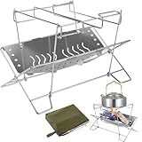 Feuerständer | Faltbarer Feuerständer aus Edelstahl für ing – Lagerregal für Feuer auf Terrasse und Grill im Freien
