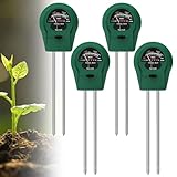 4 Stück Boden Feuchtigkeitsmessgerät für Pflanzen, 3 in 1 Feuchtigkeitsmesser Pflanzen, Bodenmessgerät mit PH/Temperatur/Licht, Geeignet für Gartenarbeit, Rasen, Garten, Landwirtschaft