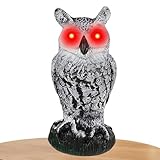 Eulenköder: Realistische Eulenstatue, die Vögel abschreckt, Simulation von Eulenvögeln | Falsche Eulen-Vogelscheuche mit roten Augen und gruseligem Klang