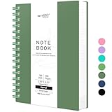 RETTACY Notizbuch A5 Gepunktetes, Bullet Dot Journal, Spiral-Notizbücher 300 Blatt/150 Seiten zum Schreiben, 100gsm, PVC Hardcover, für Frauen Männer Arbeit Büro Schule, 14.5 x 21cm - Dunkelgrün