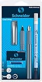 Schneider 74863 Ceod Shiny Schreibset mit Füller, Tintenroller, Tintenkiller (Rechts- und Linkshänder, M-Feder, inkl. Tintenpatronen königsblau) pacific blue, 9-teiliges Set, 1 Stück (1er Pack)