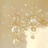 2 Stück Sonnenfänger Kristall,Goldener Fensterdeko, Lichtfänger Für Wohnzimmer, Schlafzimmer Und Garten, 5 * 32cm Und 5 * 26cm