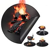 Feuerschalenmatte für Herd, 3-lagige feuerfeste Matte für unter der Feuerstelle, Grillmatte für den Außenbereich, Grillmatte für Grill, Terrasse, Pflastersteine, tragbar, wiederverwendbar und