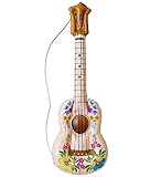 W WIDMANN MILANO Party Fashion 0512H - Aufblasbare Flower-Power Gitarre, Länge circa 105 cm, Instrument, Luftgitarre, Mottoparty, Karneval