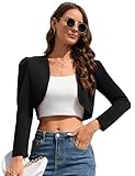 YesPerfect Damen Bolero Langarm Strickjacke Kurz Schulterjacke Shrug Cardigan Top Schwarz S