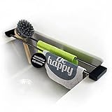 Sanni Shoo Spültuchhalter schwarz, Spülbecken Organizer, Flexibler Lappenhalter für Spülbecken, Spüllappenhalter, Küchen-Organizer, Spültuch Aufbewahrung u. Abtropfhalter Black Steel