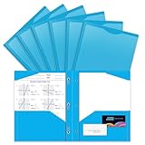 60 Stück robuste Kunststoff-Taschenordner mit Zinken und transparenter Vordertasche, 3 Taschen mit 3 Zinken und 2 Kartenfächern, blaue Aktenordner für Papier in Briefgröße, für Büro, Schule, Zuhause