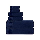 GLAMBURG Ultra Soft 6er-Pack Baumwoll-Handtuch-Set, enthält 2 übergroße Badetücher 70 x 140 cm, 2 Handtücher 40 x 60 cm und 2 Waschbetten 30 x 30 cm, Umweltfreundlich und 100% recycelbar, Marineblau