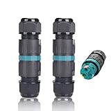 Kabelverbinder Wasserdicht IP68 2er-Pack Ø4mm-Ø12mm TÜV-Zertifizierung Verbindungsmuffe mit Klemme Außen 3-polig für Garten | Outdoor | Boden 2 Wege Wasserdichte Abzweigdose, Schwarz