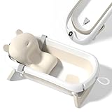 Faltbar Baby Badewanne Mit Rutschfestem Badekissen - Babywanne XXL Mit Baby Badewannensitz & Badethermometer - Von Der Geburt Bis 3 Jahre - Baby Bathtub - Geburtsgeschenke Für Mädchen & Jungen