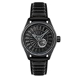 AVI-8 Hawker Harrier Pegasus Automatikuhr für Herren, 44 mm, mit Lederband, AV-4127, Kolben, schwarz