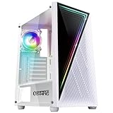 Empire Gaming – PC-Gehäuse Gamer Crystal – ARGB Mittelgroßer Tower ATX, Micro ATX und ITX – 3D-Spiegel-Effekt – Lüfter RGB adressierbar 1 x 120 mm 3 Pin/ 5 Volt LEDs und 1 x 120 mm Standard – Weiß