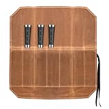 PWGHWG Wasserdichte Leder-Messertasche - Multifunktional für Küchenmesser, Scheren, Löffel, Gabeln und Messerschärfe