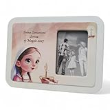 oggettando Bilderrahmen für Kommunion, Kruzifix, kleiner Prinz, in Schachtel als Gastgeschenk für Geburt, Taufe, Kommunion, Konfirmation, personalisierbar (Mädchen mit Kruzifix Pers., 21,5 x 16,5)
