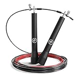 Springseil Speed Rope II Fitness + Trainings-eBook & Ersatzkabel | Super dünnes & leichtes verstellbares Stahlseil + Kugellager | Workout, Profi Sport, Boxen, Training, Sport | Erwachsene