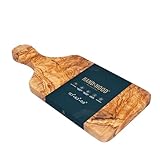Handshood Schneidebrett aus Holz, 100 % Olivenholz, für Küche und Esszimmer, Größe M (34,8 x 16 cm)