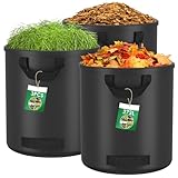 Pfloge® 3X 272L Gartenabfallsack, Gartensack mit 4 Griffe, Selbststehend, Wasserdicht, Laubsack Haltbar Korrosionsbeständig für Gartenabfälle und Grünschnitt, Schwarz