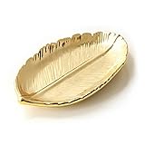 LEPENDOR Golden Leaf Shaped Kleine Keramik Schmuck Ring Dish Snack Dessert Servierteller Halskette Armbandhalter Tray Organizer - Kleines Blattgold