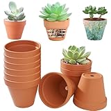 Kinfezlon 10 Stück 10X8CM Tontöpfe Klein, Kleine Tontöpfe zum Basteln, Terrakotta Topf Blumentopf mit Ablauflöchern Gute Drainage und Belüftung Geeignet für den Innen- und Außenbereich Pflanzen