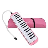 Professionelles 32 Tasten Melodica Compact Keyboard geeignet für Musikerziehung, inklusive Tasche (Rosa)