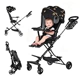 Vinteky Baby Buggy Ultra Leicht - nur 5,4 kg, für Kinder bis 15 kg (0-12 Monate), Klein Zusammenklappbar, Reisebuggy mit Liegefunktion, Jogger mit Tablett&Fußstütze, Schwarz