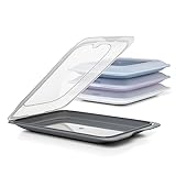 TATAY Aufschnittboxen für Kühlschrank | 4er Set Standard | Frischhaltedosen mit Deckel, Stapelbar | Geeignet für Gefrierschrank, Mikrowelle und Spülmaschine | BPA-frei, 17x3,2x25,2 cm, Pastellfarben