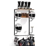 Befoore Wandhalterung for Motorradhelme, Retro-Rost-Helmhalter, rustikales Aufbewahrungsregal for die meisten Helme und Kleidungsstücke