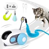 NEOVSUNY Katzenspielzeug Selbstbeschäftigung,Interaktives Katzenspielzeug Selbstbeschäftigung,Über USB Wiederaufladbares mit Fernbedienung (Blau)