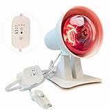 GUOMIS Infrarotlampe,Rotlichtlampe,Wärmelampe,150 Watt mit Zeitschaltuhr und einstellbarer Temperatur，Winkel einstellbar für entspannende Muskelermüdung