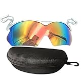 Clip Fahrrad-Sonnenbrille, polarisierte Reise-Sonnenbrille, UV-Schutz, Sportzubehör, Schutzbrille für Fahren, Laufen, Silberner Rahmen/rote Folie, Refer to description