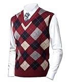 Herothorn Herren Diamant West Dick Strickweste Business Ärmellose Pullunder Wollweste Argyle Lässig V-Ausschnitt Pulloverwestee Gestrickt Pullover für Männer