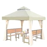 Gazebo Dach Ersatz, Doppelte Dachstruktur, Wasserdicht Hardtop Sonnenschutz Für Garten Terrasse Hinterhof Grill